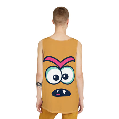 Back view of the Confused Face men's tank top with its psychedelic print.