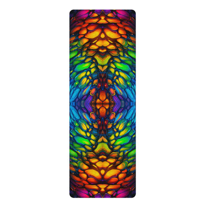 Flat lay of the Scaled yoga mat showing the full printed scale pattern.