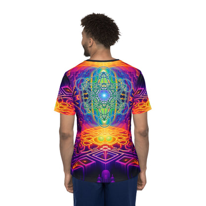 The "Focused Thought" men's sport tee photographed from above on a flat surface.