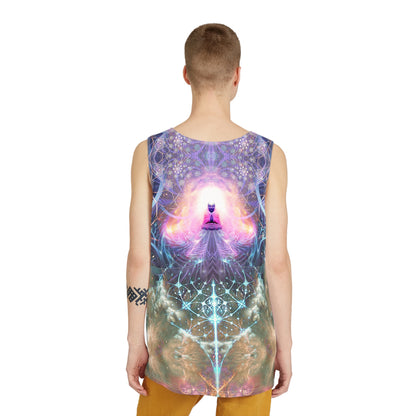 Side angle of The Alchemist's Breath men's tank top, showing the regular cut and fit.
