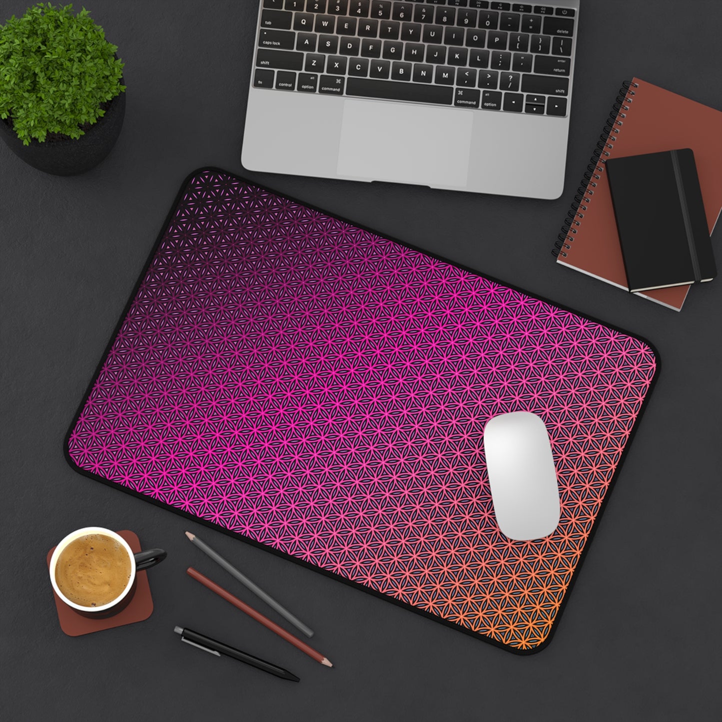 "Pink Flower of Life Pattern" DESK MAT (12x18)(12x22)(15.5x31)