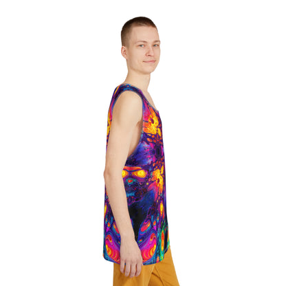 Nebulon Burst tank top folded, showing the psychedelic print pattern.