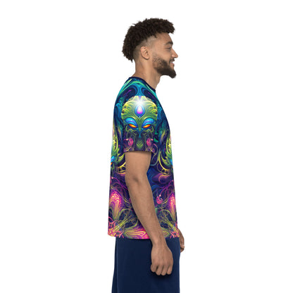 Folded view of the men's sport tee printed with the Gatekeepers P1 design.