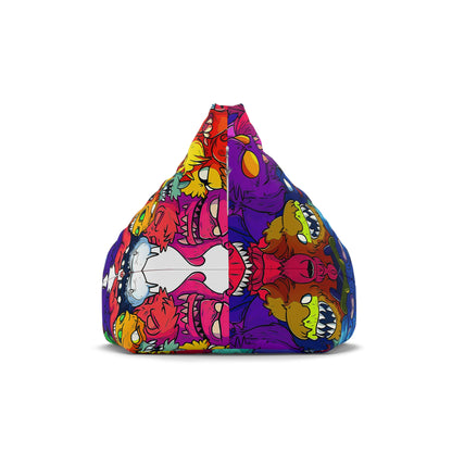 Angled view of the What Dreams May Come bean bag chair cover highlighting its curved seams.