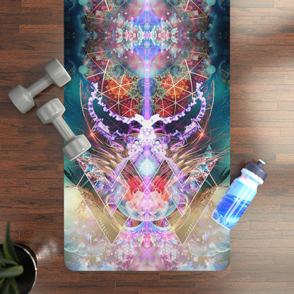 Close-up of the Primordial Soup yoga mat surface, showing the microfiber suede top texture.