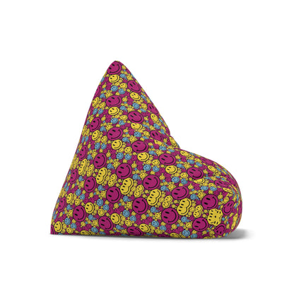 "Purple Yellow Blue Smiley Pattern" BEAN BAG CHAIR COVER