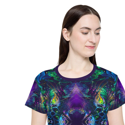 Flat lay photo of the Awakened women's sport tee