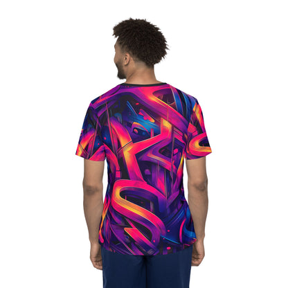 'Gra3D' sport tee for men, corner view showing the hem and seam.