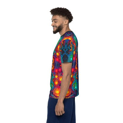 Molten Flow men's sport tee shown fully spread to display the design.