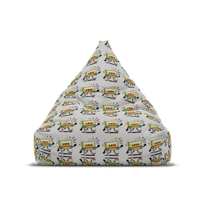 Full front view of the Cassette Pattern bean bag chair cover, showing the all-over print.