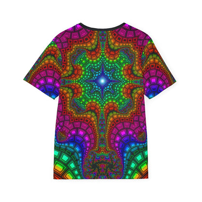Back view of the "Kambo" sport tee, showing the print continuing across the fabric.