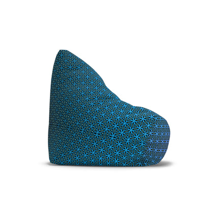 Back view of the Blue Flower of Life bean bag chair cover.