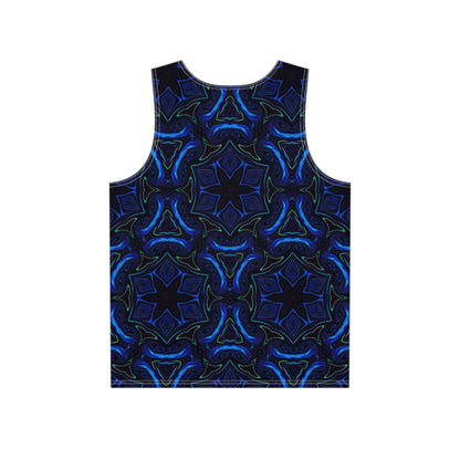 Back view of the Liquid Night print men's tank top showing the full design.