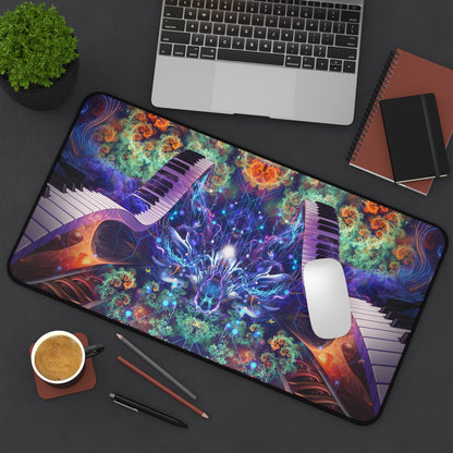 Magnus Opum desk mat rolled up to show its flexible surface