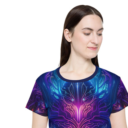 "Midnight Spell" women's sport tee, additional product photo showing the all-over print design.