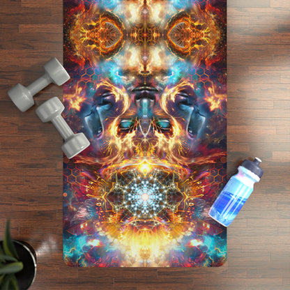 The Wanderers yoga mat design, shown printed edge to edge on the mat.