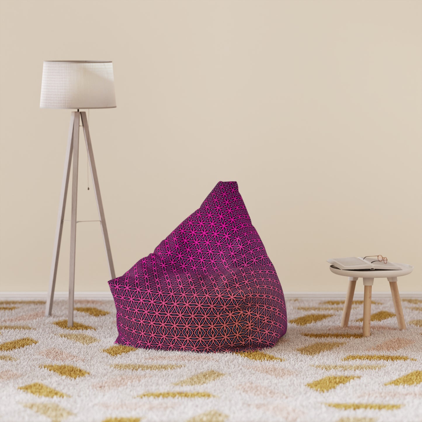 "Pink Flower of Life" BEAN BAG CHAIR COVER
