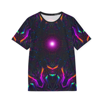 Front view of the "Knight City Core" sport tee, showing the all-over print design across the chest.