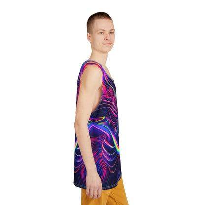 Flat lay of The Neon Effect men's tank top, showing the complete all-over print.