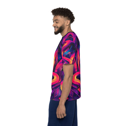 'Gra3D' sport tee for men, viewed from above laid flat.