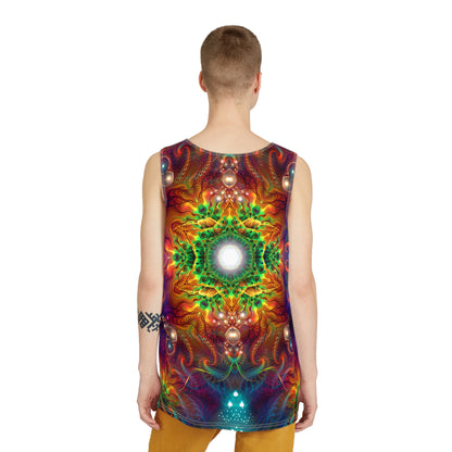 Detail of the Photonic graphic on a men's tank top