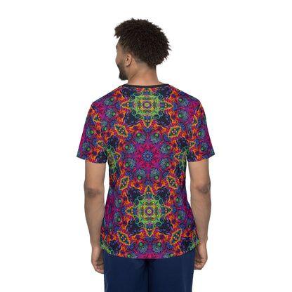 Men's sport tee in the Lucid Dream design, worn by a model, front view.