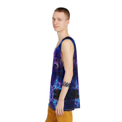 Flat lay of the ETH City men's tank top displaying the complete design layout.