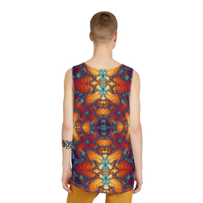 Detail of the Psychedelic Fractal graphic on a men's tank top