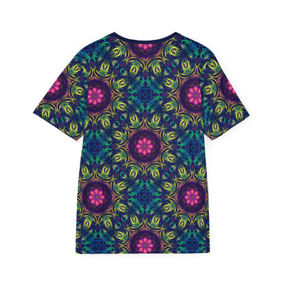 'Gatekeepers Pattern' sport tee for men, back view showing the print continuing across the back.