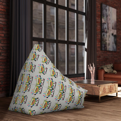 Wide view of the Cassette Pattern bean bag chair cover showing the full pattern repeat.