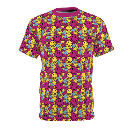 "Purple Yellow Blue Smiley Pattern" PREMIUM TEE