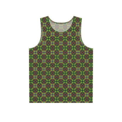 Front view of the LSDream print on a men's tank top in black.