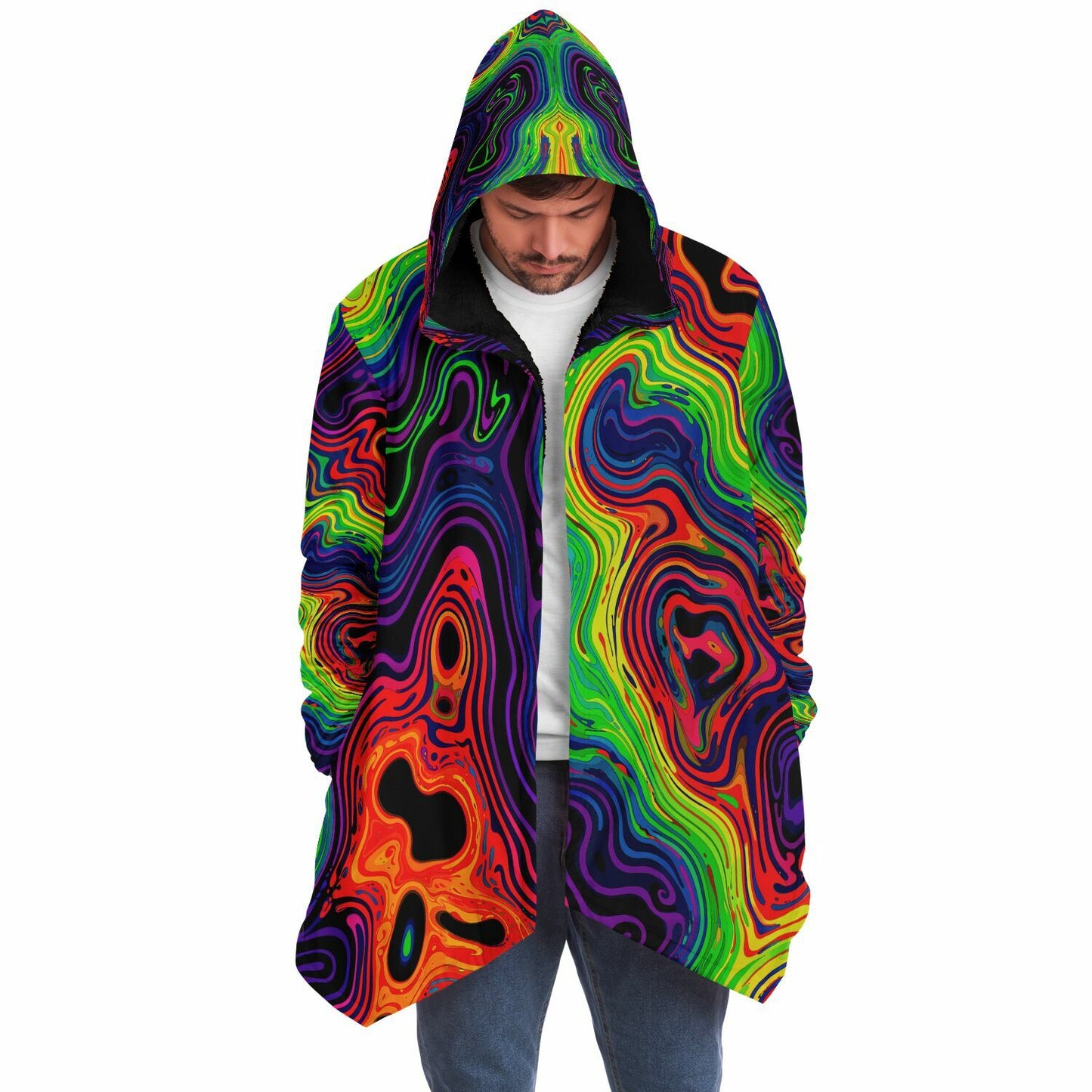 "Neon Spill" HOODED CLOAK