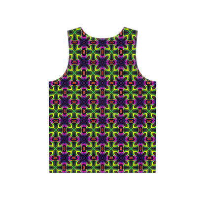 Angled view of the 'Impermia' pattern on a men's tank top