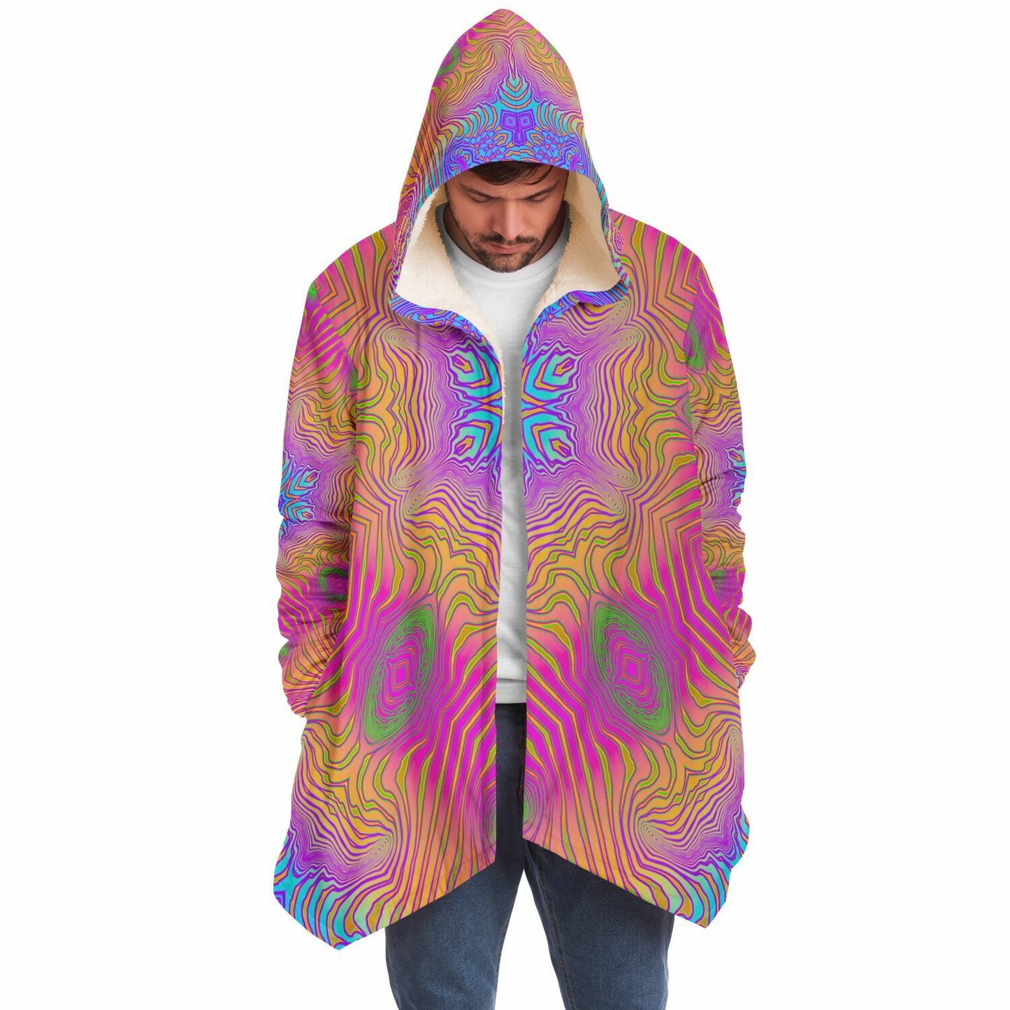 "Neon King Mandala" HOODED CLOAK
