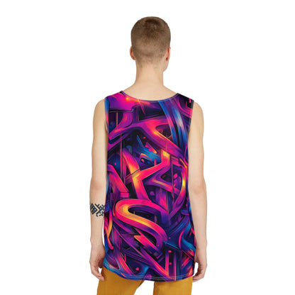 Side angle view of a model wearing the Gra3D men's tank top.