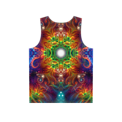 Close-up of the Photonic artwork on tank top fabric