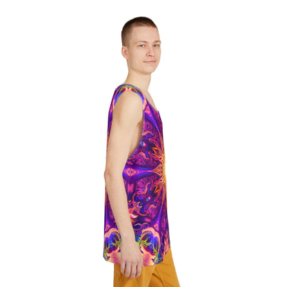Flat lay of The Sacred Circle men's tank top, showing the complete all-over print.
