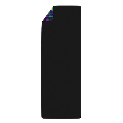 Purple Delusion yoga mat rolled up, showing the natural rubber anti-slip bottom.