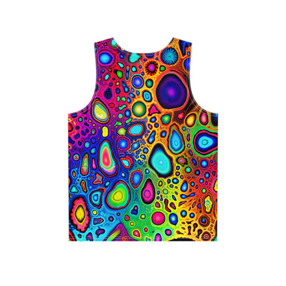 Close-up of the Psycho Leopard artwork on tank top fabric