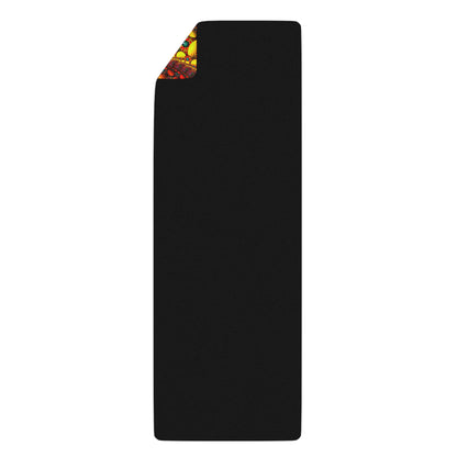 Corner view of the Oasis yoga mat showing the natural rubber bottom edge