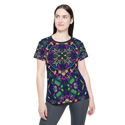Side view of the Dimensional Shift sport tee on a model.