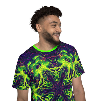 'Goodala' sport tee for men, side view showing the full-length print.