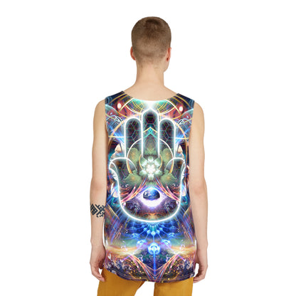 Back view of the 'Divine Protection' men's tank top.