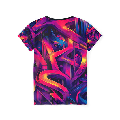 'Gra3D' sport tee for women, back view showing the print continuing across the back.