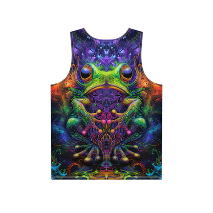 Close-up of the Kiss Me print detail on the tank top.