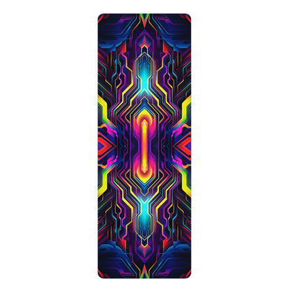 Sword In The Stoned yoga mat laid flat showing the full psychedelic fantasy print from above
