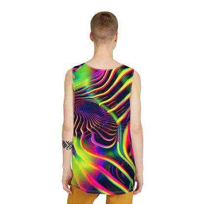 Angled view of the Psychedelic Tracers V2 men's tank top on a plain background.