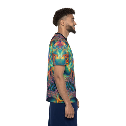 Folded view of the men's sport tee printed with the Free Your Mind design.