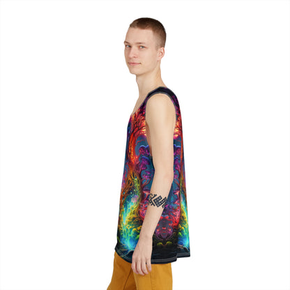 Detail shot of the seam and fabric texture on The Elixir men's tank top.
